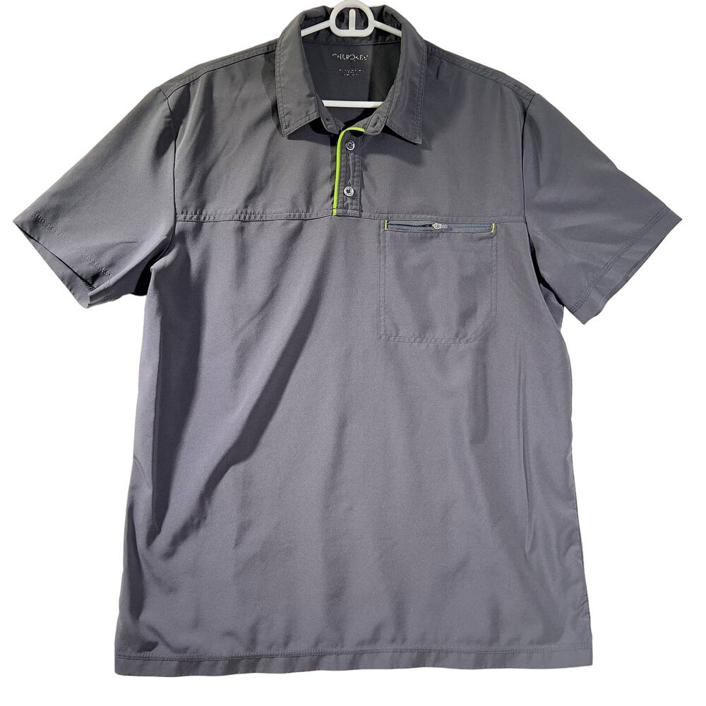 Cherokee Uniforms Henley Top Woman's Large Style # CKI803 Grey Zipper Pocket